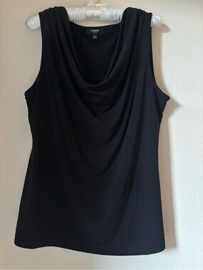 Premise Black Draped Neck Sleeveless Tank Top